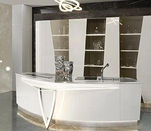 Armoire de cuisine en verre blanc de l'armoire de cuisine en acier inoxydable
