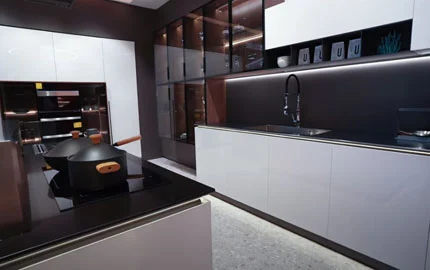 Panneau de porte ultra-mince blanc Baineng Design Time Simple Armoire de cuisine en acier inoxydable